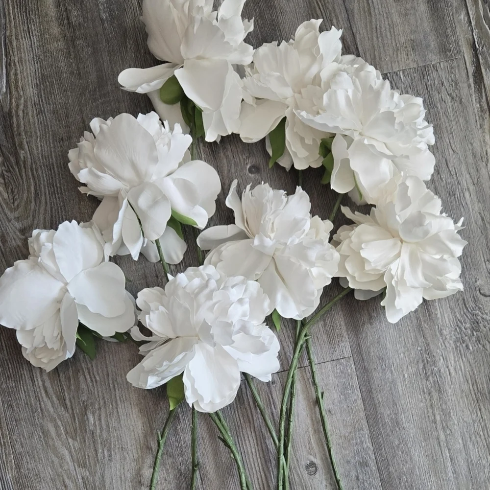 Elegant White Faux Peony Bouquet